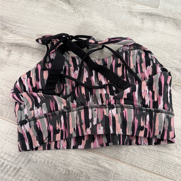 Pink and Black Patterned Sports Bra - Picture 2 of 2